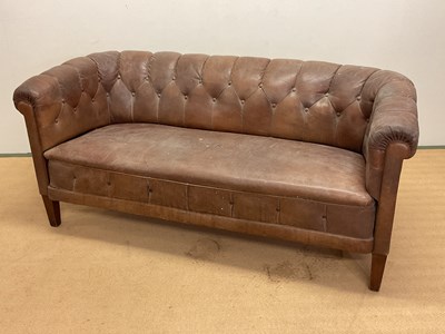 Lot 636 - A 1930s Swedish buttonback leather sofa,...
