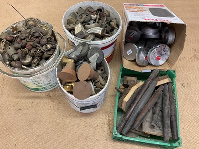 Lot 616 - Three tubs of various castors including brass,...