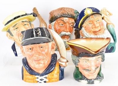 Lot 288 - ROYAL DOULTON; five ceramic character jugs...