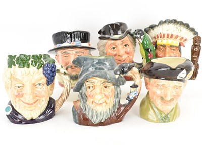 Lot 290 - ROYAL DOULTON; six ceramic character jugs...