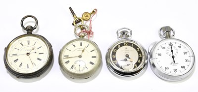 Lot 1801 - A hallmarked silver open face pocket watch and...