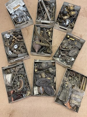 Lot 613 - Nine small trays of furniture fittings, to...