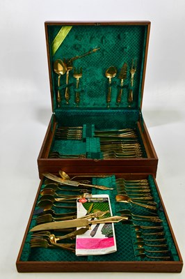 Lot 1745 - A cased Thai brass cutlery service with...