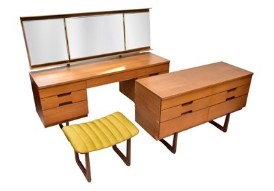 Lot 1021 - UNIFLEX; a mid century kneehole mirror back...