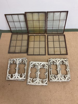 Lot 614 - Six copper framed windows, 38 x 28cm, and six...