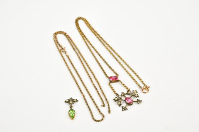 Lot 270 - An Edwardian style necklace with plated chain...