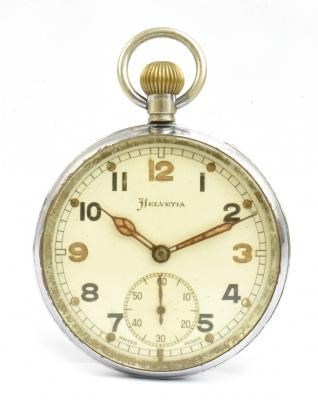 Lot 718 - HELVETIA; a military issued chromed crown wind...