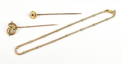 Lot 446 - A 9ct yellow gold bracelet, length 21cm, and...