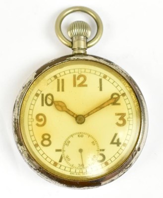 Lot 697 - A military issued pocket watch, the dial set...