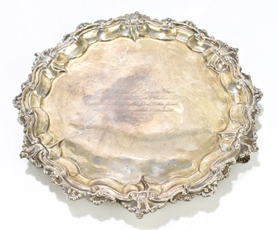 Lot 2139 - A William IV hallmarked silver salver with...