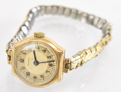 Lot 1450 - A 9ct yellow gold lady's watch on stainless...
