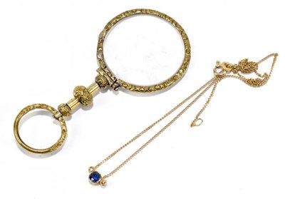 Lot 287 - A 9ct yellow gold fine link chain suspending a...