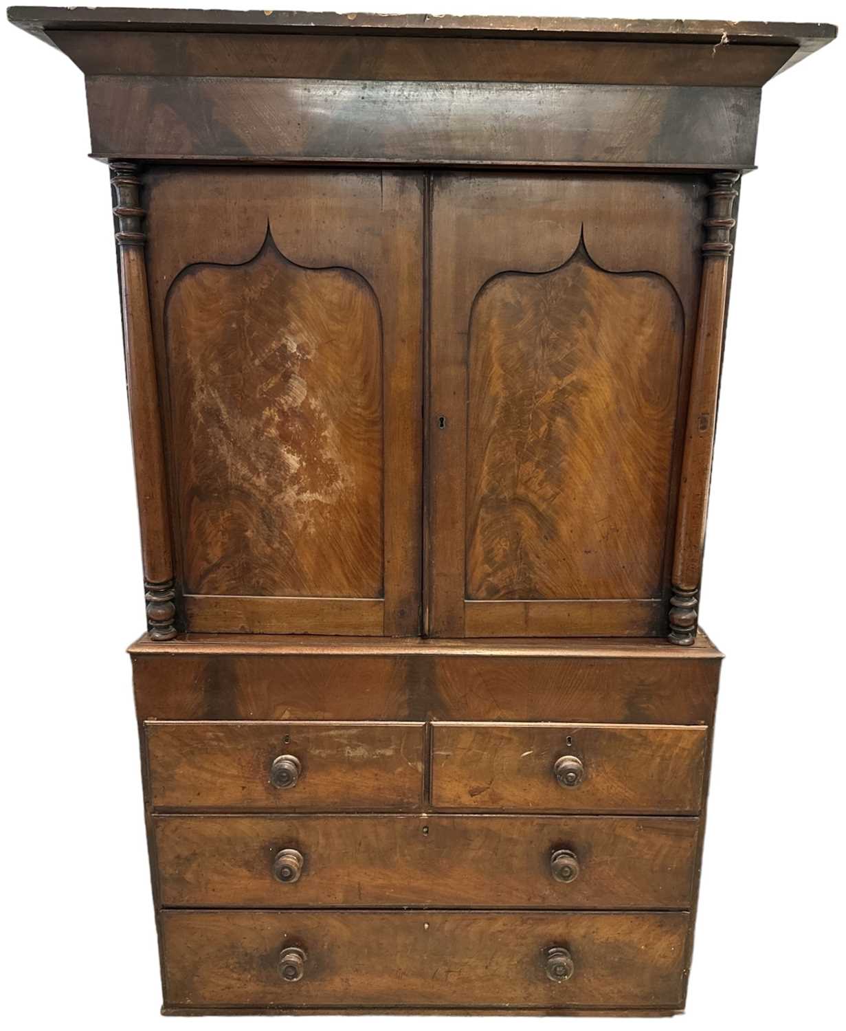 Lot 22 - A large 19th century mahogany linen press,...