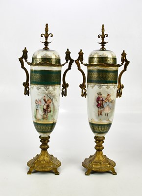 Lot 2443 - A pair of Victorian transfer decorated lidded...