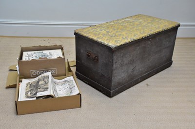 Lot 1612 - An old stained pine blanket chest on plinth...