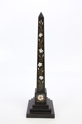 Lot 1521 - A Victorian Ashford marble obelisk on stepped...