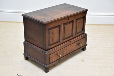 Lot 1379 - An 18th century and later oak coffer of small...