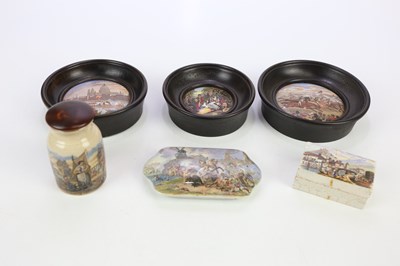 Lot 2491 - F R PRATT; five Pratt Ware pot lids including '...