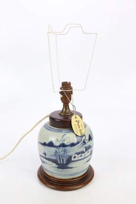 Lot 2615 - A Chinese blue and white ginger jar converted...