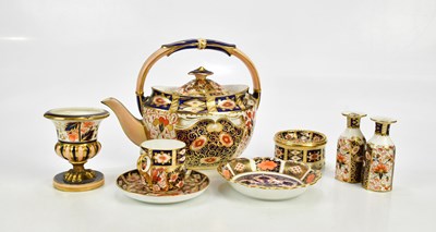 Lot 2363 - DAVENPORT; an Imari decorated teapot of oval...