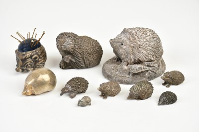 Lot 2443 - A collection of decorative models of hedgehogs...