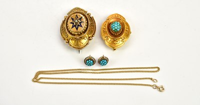 Lot 352 - A Victorian yellow metal enamel detailed and...