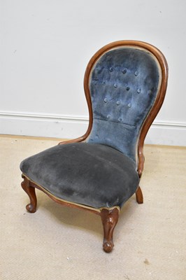 Lot 1345 - A Victorian walnut framed upholstered nursing...