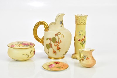 Lot 2515 - ROYAL WORCESTER; a blush ivory flatback jug,...