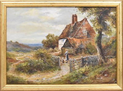 Lot 228 - EVA MARYON; oil on canvas, rural scene, lady...