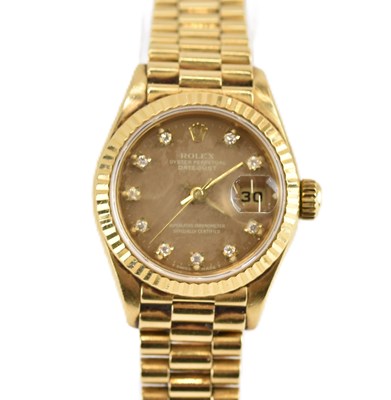 Lot 1207 - ROLEX; a ladies' 18ct yellow gold 'Oyster...