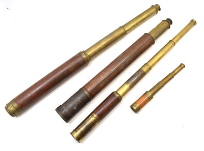 Lot 466 - Four 19th century brass telescopes comprising...