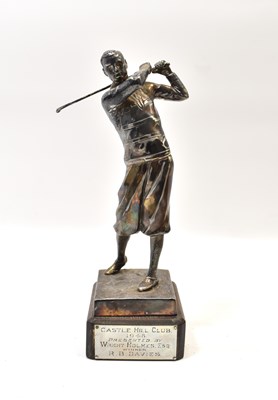 Lot 918 - A vintage silver plated golfing trophy on...