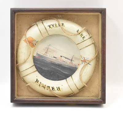 Lot 564 - A framed display of a miniature lifebelt...