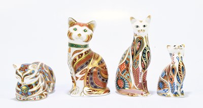 Lot 671 - ROYAL CROWN DERBY; four animal paperweights...