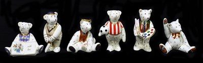 Lot 624 - ROYAL CROWN DERBY; six teddy bear paperweights...