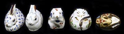 Lot 661 - ROYAL CROWN DERBY; five animal form...