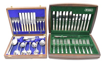 Lot 923 - Two wooden cased canteens of cutlery...