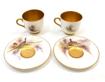 Lot 313 - JAS STINTON FOR ROYAL WORCESTER; two pairs of...