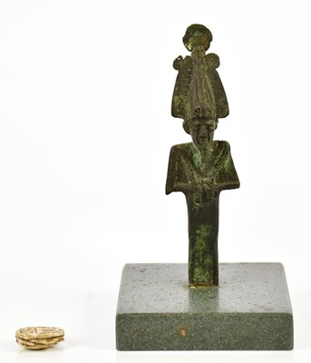 Lot 1707 - An Egyptian bronze statuette of Osiris, height...