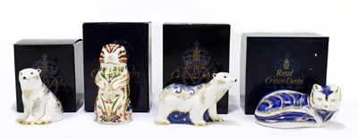 Lot 626 - ROYAL CROWN DERBY; four animal form...