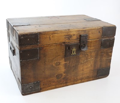 Lot 1548 - A rustic pine and wrought iron chest, height...