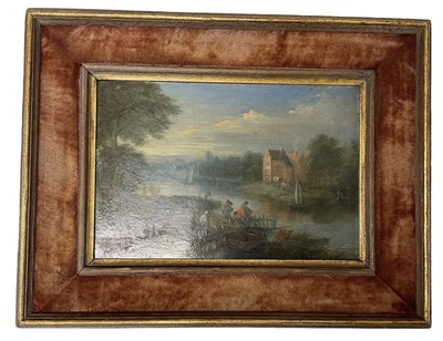 Lot 241 - T MITCHAM; small oil on tin, rural scene,...