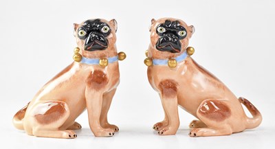 Lot 210 - DRESDEN; a pair of 20th century porcelain...