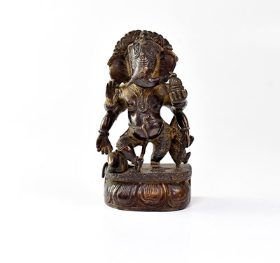 Lot 364 - A 19th century Indian bronze figure of Ganesh...