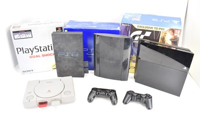 Lot 685 - SONY; PlayStation 1, 2, 3 and 4 consoles, with...