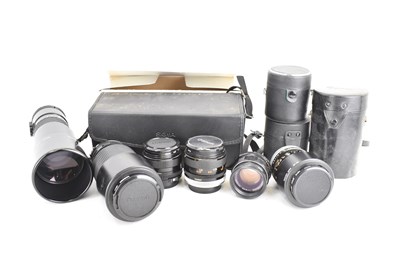 Lot 593 - Six various camera lenses comprising Sigma...