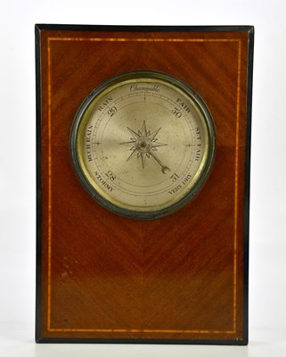 Lot 1449 - A mahogany inlaid wall barometer with silvered...