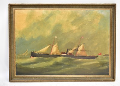 Lot 530 - UNATTRIBUTED; oil on canvas, a steam sail ship,...