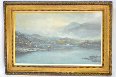 Lot 549 - W. G. WODHAM; watercolour, cows drinking from...