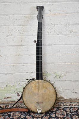 Lot 2911 - An American five string banjo, paper label to...